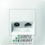 Телевізійна + комп’ютерна розетка (Біла)