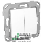 Перемикач прохідний двоклавішний Plank(білий)