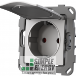 Механізм розетки із заземленням, кришкою та шторками (Білий)