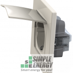 Механізм розетки із заземленням, кришкою та шторками (Слн. кістка)